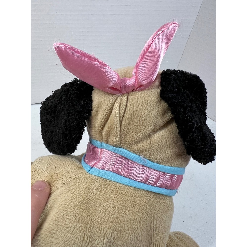 Manhattan Toy Dog Plush Pink Bow Nursing Nana Black Floppy Ears Vtg no puppies - Picture 7 of 8